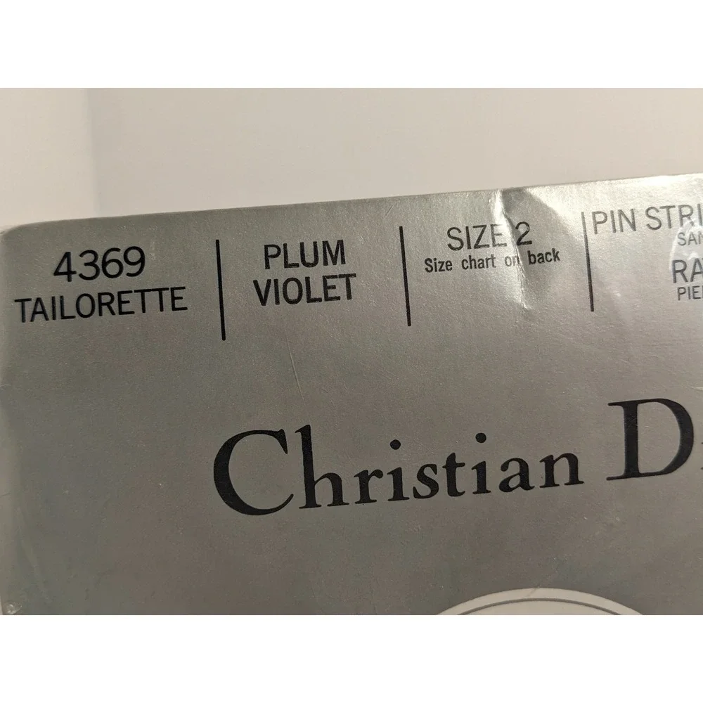 Christian Dior Tailorette 4369‎ Plum Violet Pin Stripe Texture Tights Size 2 NEW